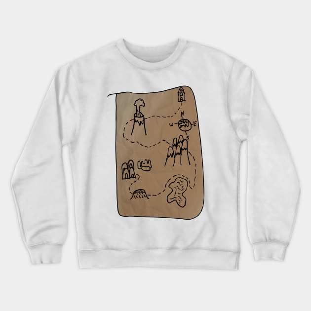 Treasure Map by Kids Crewneck Sweatshirt by SpookyMeerkat